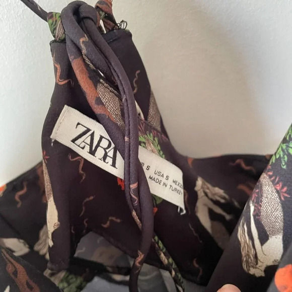 Zara Mermaid Black Satin  Effect Tie Back Mini Slip Dress Size Small - Picture 8 of 9